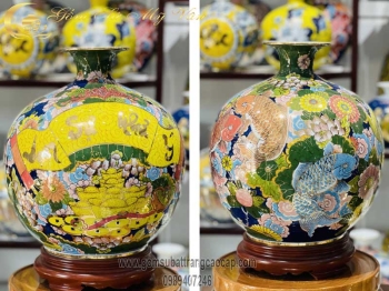 Bình hút tài lộc Vạn Sự Như Ý mẫu 2 đun khử cao cấp gốm sứ Bát Tràng